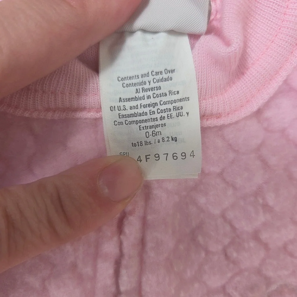 Vintage Carter's Pink Plush Footed Sleeper Baby 0–6M Zip Pajamas